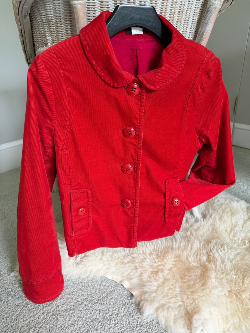 J. Crew Bright Red Corduroy Button Jacket